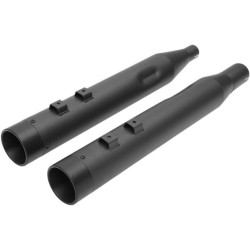PartzBiz HD DS18011265 - Drag Black 4" w/ Black Billet Tip Slip On Mufflers Harley FLH/T Milwaukee 8