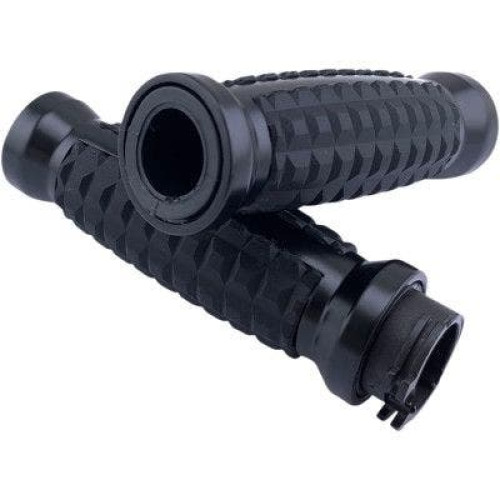 PartzBiz HD: 4418237-Drag Black Grenade Aluminum Soft Rubber 1" Hand Grips Harley Touring TBW 0630-2642