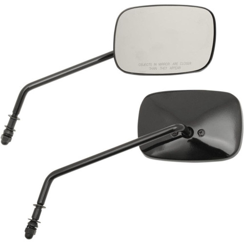 PartzBiz HD: 4418250-Drag Black OEM Style Rectangle Long Stem Mirrors OEM Replacement for Harley PR | 0640-0983