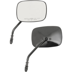 PartzBiz HD DS06400981 - Drag Black OEM Style Rectangle Short Stem Mirrors OEM Replacement for Harley PR | 0640-0981