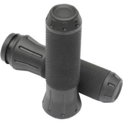 PartzBiz HD DS06301615 - Drag Specialties Rubber-Covered Stealth Tone Black Grips Harley Cable Throttle | 0630-1615