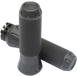 PartzBiz HD DS06301614 - Drag Specialties Rubber-Covered Stealth Tone Black Grips Harley Throttle by Wire | 0630-1614