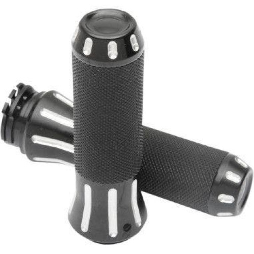 PartzBiz HD: 4418172-Drag Specialties Rubber-Covered Black Clear Cut Grips Harley Throttle by Wire | 0630-1612