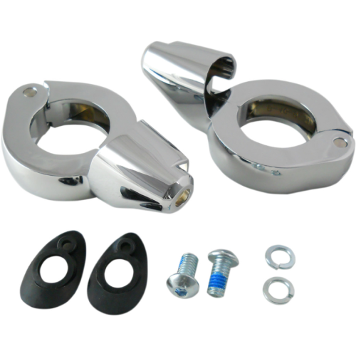 PartzBiz HD: 4418150-Drag Chrome 39mm Fork Turn Signal Clamp Mounts Harley & Metric Custom PartzBiz HD: 4418150-Drag Chrome 39mm Fork Turn Signal Clamp Mounts Harley & Metric Custom
