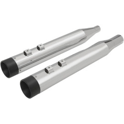PartzBiz HD DS18011264 - Drag Chrome 4" w/ Chrome Billet Tip Slip On Mufflers Harley FLH/T Milwaukee 8