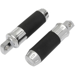 PartzBiz HD DS16201332 - Drag Chrome Billet Custom Male Mount Footpegs Foot Pegs w/ Rubber Pair Harley 