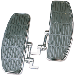 PartzBiz HD DSDS254412 - Drag Chrome Bolt-On Adjustable Driver Floorboards With Damper Harley Softail 80-13