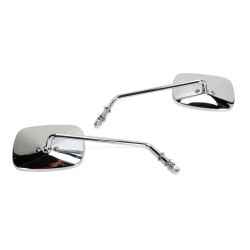 PartzBiz HD DS06400982 - Drag Chrome OEM Style Rectangle Long Stem Mirrors OEM Replacement for Harley PR | 0640-0982