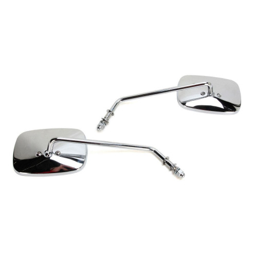 PartzBiz HD: 4418116-Drag Chrome OEM Style Rectangle Long Stem Mirrors OEM Replacement for Harley PR | 0640-0982
