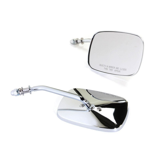 PartzBiz HD: 4418117-Drag Chrome OEM Style Rectangle Short Stem Mirrors OEM Replacement for Harley PR | 0640-0980