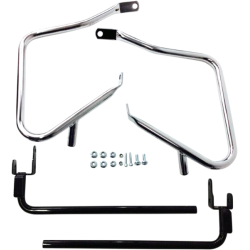 PartzBiz HD DS35011241 - Drag Chrome Saddlebag Guards Support Kit Harley Touring Electra Road Glide 14-Up