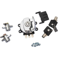 PartzBiz HD DS21060407 - Drag Chrome Side Hinge Ignition Switch & Saddlebag Lock Kit 94-13 FLHR