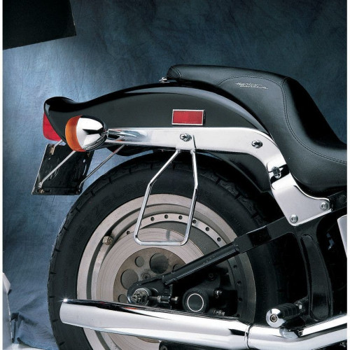 PartzBiz HD: 4418049-Drag Chrome Steel Saddlebag Support Brackets Single Bolt Harley 84-99 Softail | DS-110848