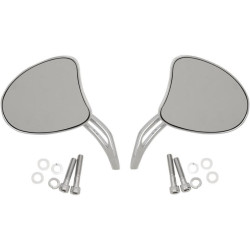 PartzBiz HD DS06401097 - Drag Chrome Tapered Mirrors w/ Slotted Stems 4 3/4" Mirror Stem Harley / Metric | 0640-1097