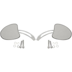 PartzBiz HD DS06401098 - Drag Chrome Tapered Mirrors w/ Slotted Stems 6" Mirror Stem Harley / Metric | 0640-1098
