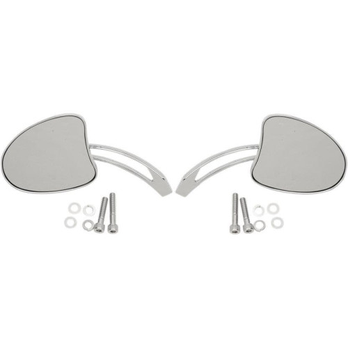 PartzBiz HD: 4418053-Drag Chrome Tapered Mirrors w/ Slotted Stems 6" Mirror Stem Harley / Metric | 0640-1098