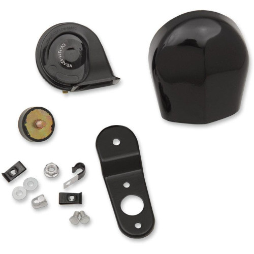PartzBiz HD: 4418029-Drag Electric 112db Horn Kit w/ Black Cover & Mounting Harley 90-17 Models | 2107-0246