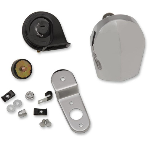 PartzBiz HD: 4418030-Drag Electric 112db Horn Kit w/ Chrome Cover & Mounting Harley 90-17 Models | 2107-0245