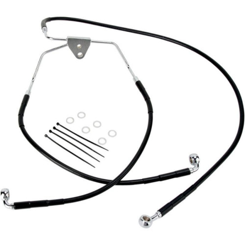 PartzBiz HD: 4417999-Drag Front Extended +10 Black Vinyl Brake Line for Harley 96-07 FLHT/FLHX | 1741-2519