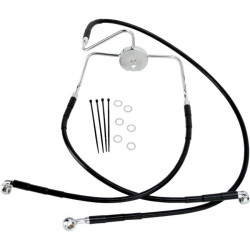 PartzBiz HD DS17412521 - Drag Front Extended +2 Black Vinyl Brake Line Harley 94-07 FLHR 98-06 FLTR/I | 1741-2521