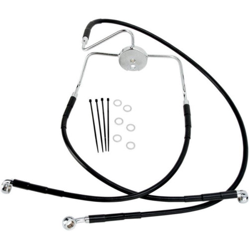 PartzBiz HD: 4417967-Drag Front Extended +2 Black Vinyl Brake Line Harley 94-07 FLHR 98-06 FLTR/I | 1741-2521