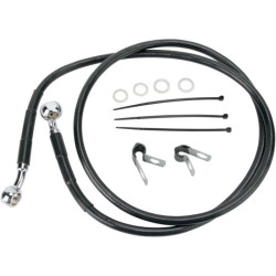 PartzBiz HD DS17412546 - Drag Front Extended +4 Black Vinyl Brake Line for Harley 99-07 FXST | 1741-2546