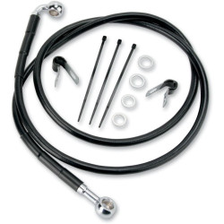 PartzBiz HD DS17412582 - Drag Front Extended +4 Black Vinyl Brake Line Harley 84-98 FXST 93-05 FXDWG | 1741-2582