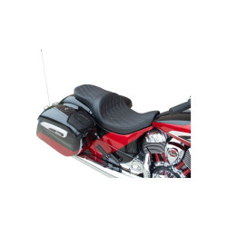 PartzBiz HD DS08102259 - Drag Low Profile 2-Up Seat Black Diamond Stitch Solar Vinyl Indian Touring 14-20