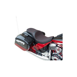 PartzBiz HD DS08102261 - Drag Low Profile 2-Up Seat Red Diamond Stitch Solar Vinyl Indian Touring '14+