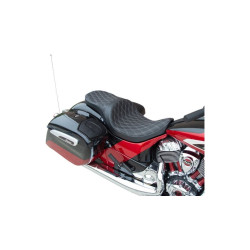 PartzBiz HD DS08102260 - Drag Low Profile 2-Up Seat Silver Diamond Stitch Solar Vinyl Indian Touring '14+