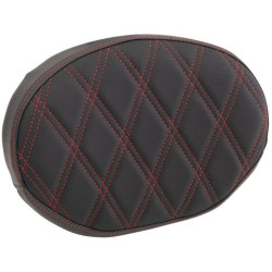 PartzBiz HD DS08220448 - Drag Oval Sissy Bar Pad Red Double Diamond Vinyl Harley & Custom 0822-0448