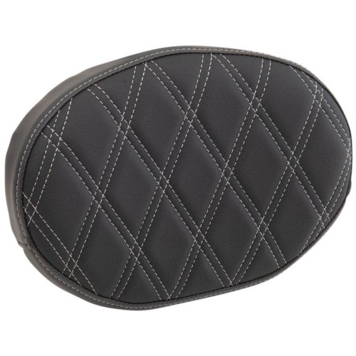 PartzBiz HD: 4417894-Drag Oval Sissy Bar Pad Silver Double Diamond Vinyl Harley & Custom 0822-0447