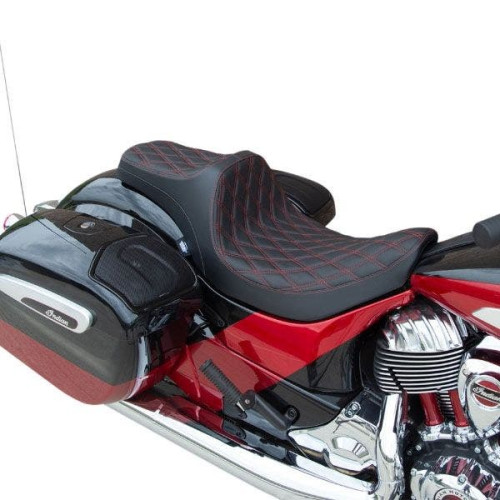 PartzBiz HD: 4417871-Drag Predator III 2-Up Seat Double Diamond Red Stitch Indian Touring 14-Up