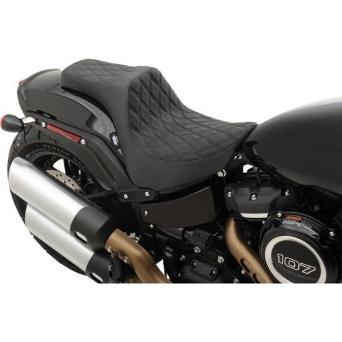 PartzBiz HD: 4417873-Drag Specialties Predator III Double Diamond Black Thread Stitch 2-Up Two-Up Motorcycle Seat 18-23 Harley Davidson Softail Fat Bob FXFB 0802-1072 08021072