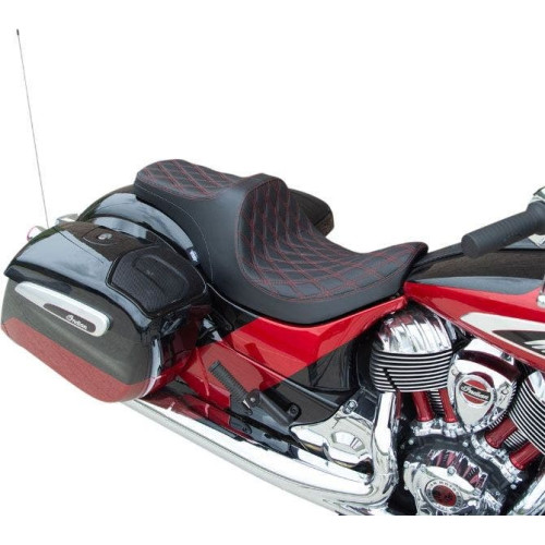 PartzBiz HD: 4417835-Drag Predator III Forward Position 2-Up Seat Red Double Diamond Indian 14-Up