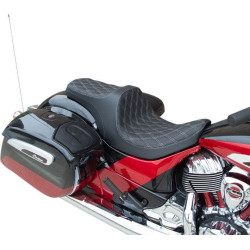 PartzBiz HD DS08102271 - Drag Predator III Forward Position 2-Up Seat Silver Double Diamond Indian 14-Up