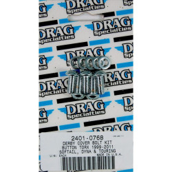 PartzBiz HD DS24010768 - Drag Smooth Chrome Finish Button Head Torx Derby Cover Bolts for Harley Twin Cam