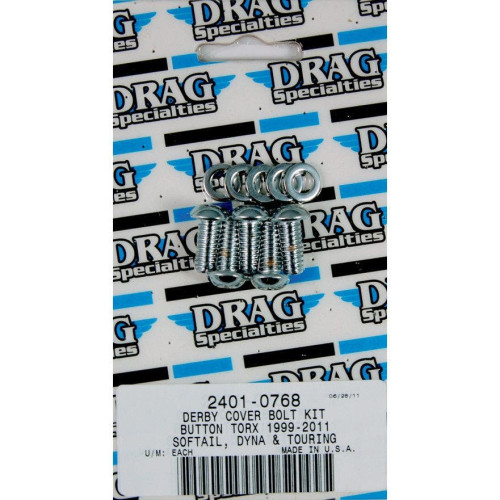 PartzBiz HD: 4417691-Drag Smooth Chrome Finish Button Head Torx Derby Cover Bolts for Harley Twin Cam