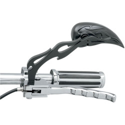PartzBiz HD DS06400289 - Drag Specialties 0640-0289 Black Flame Teardrop Handlebar Mirrors Pair Harley