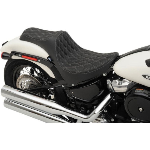 PartzBiz HD: 4417706-Drag Specialties 0802-1146 Silver Double Diamond Predator 3 Seat 18-23 Harley FL Softail heritage classic slim deluxe bike saddle upgrade replacement  