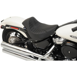 PartzBiz HD DS08021150 - Drag Specialties 0802-1150 Black Scorpion Stitch EZ ON Solo Seat 08-23 Harley Softail deluxe heritage classic slim custom motorcycle saddle upgrade