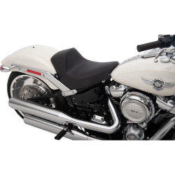 PartzBiz HD DS08021183 - Drag Specialties Black Smooth Vinyl EZ-On Motorcycle Seat Harley Softail 18-Up 0802-1183 08021183 double Harley-Davidson Softail Slim Heritage Classic Deluxe Upgrade replacement Saddle