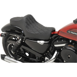PartzBiz HD DS08040729 - Drag Specialties 0804-0729 Black Predator 3 Double Diamond Motorcycle Seat 04-19 Harley-Davidson Sportster XL custom chopper bike upgrade replacement wide soft Classic 1200 883 saddle 08040729