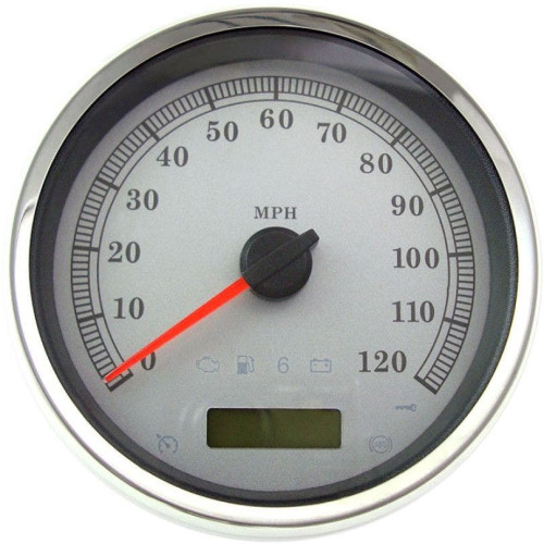 PartzBiz HD: 4417608-Drag Specialties 2210-0463 White 5" Electronic Speedometer Gauge 04-13 Harley-Davidson XL Softail Dyna programmable speed odometer upgrade replacement