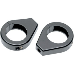 PartzBiz HD DS20401128 - Drag Specialties Black 39MM Front Fork Tubes Turn Signal Clamps Mounts Harley Davidson Dyna Touring Sportster Softail Indicator Relocation Brackets