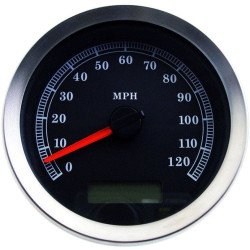PartzBiz HD DS22100458 - Drag Specialties Black 4" Electronic Speedometer Gauge 04-13 Harley-Davidson FLH/T FX XL softail dyna touring programmable speed odometer upgrade replacement