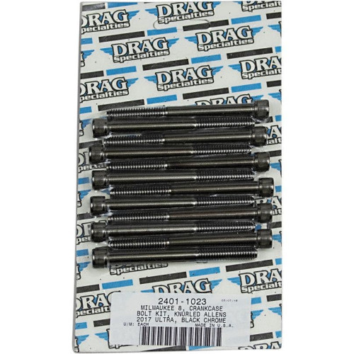 PartzBiz HD: 4417576-Drag Specialties Black Chrome-Plated Crank Case Bolt Replacement Kit Knurled Head 17-19 Harley Davidson Milwaukee Eight M8 M-Eight Touring Hardware Bolts Nuts Washers Engine