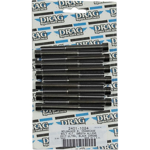 PartzBiz HD: 4417577-Drag Specialties Black Chrome-Plated Crank Case Bolt Replacement Kit Smooth Head 17-19 Harley Davidson Milwaukee Eight M8 M-Eight Touring Hardware Bolts Nuts Washers Engine CrankCase