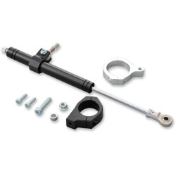 PartzBiz HD DS04140528 - Drag Specialties Black Front Steering Damper Kit for Harley Dyna FXD 06-17  | 0414-0528