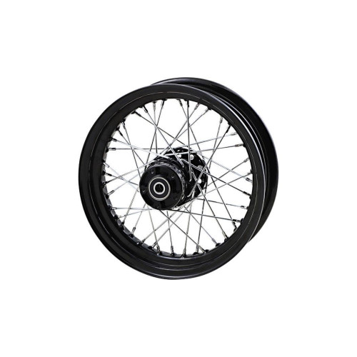 PartzBiz HD: 4417547-Drag Specialties Black Laced 40 Spoke Front Wheel 16" x 3" Harley Softail 00-06
